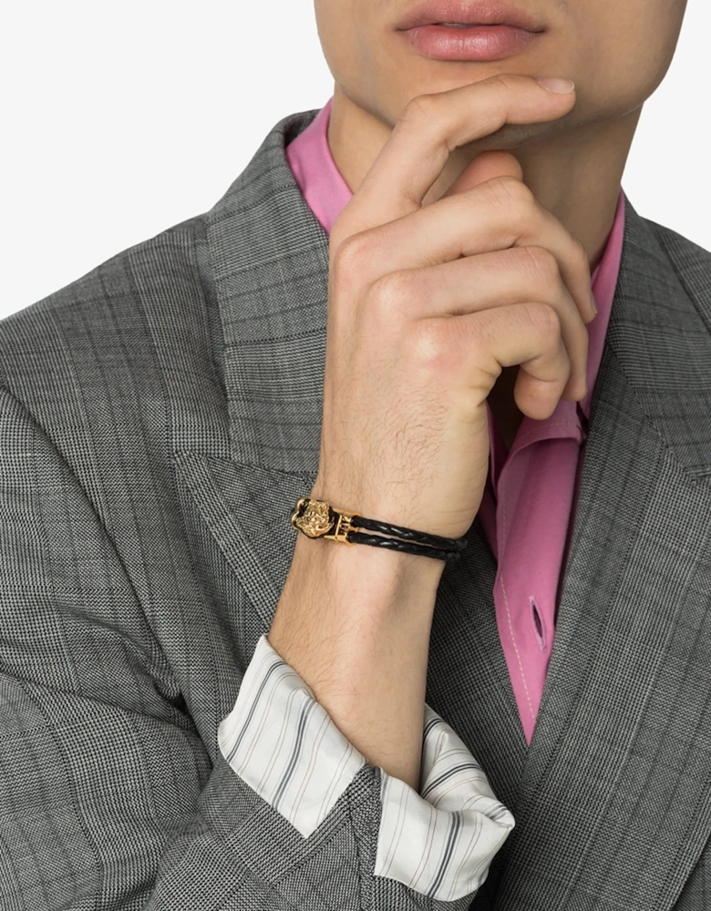 Medusa Leather Bracelet Gold