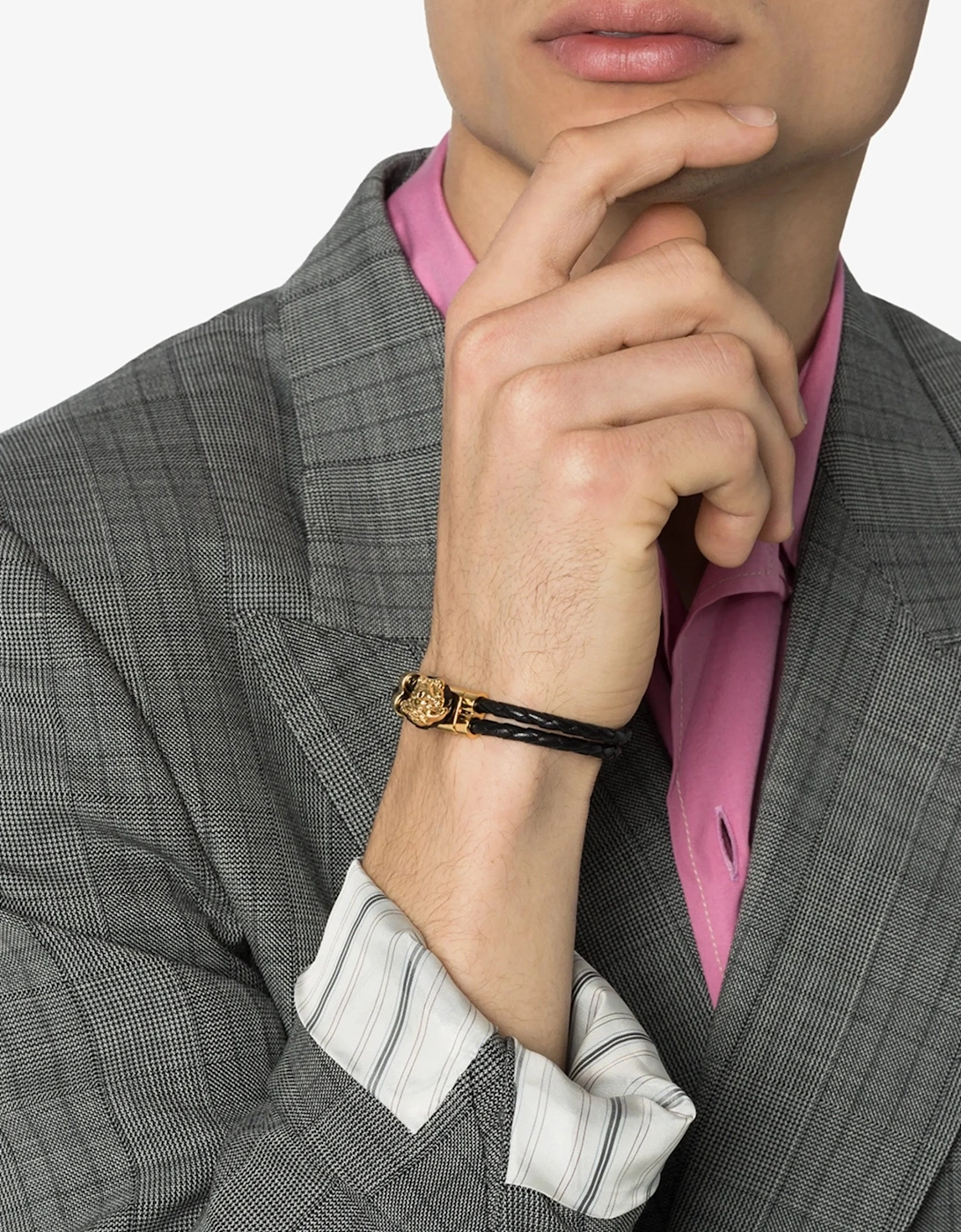 Medusa Leather Bracelet Gold