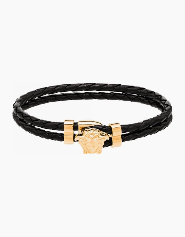Medusa Leather Bracelet Gold