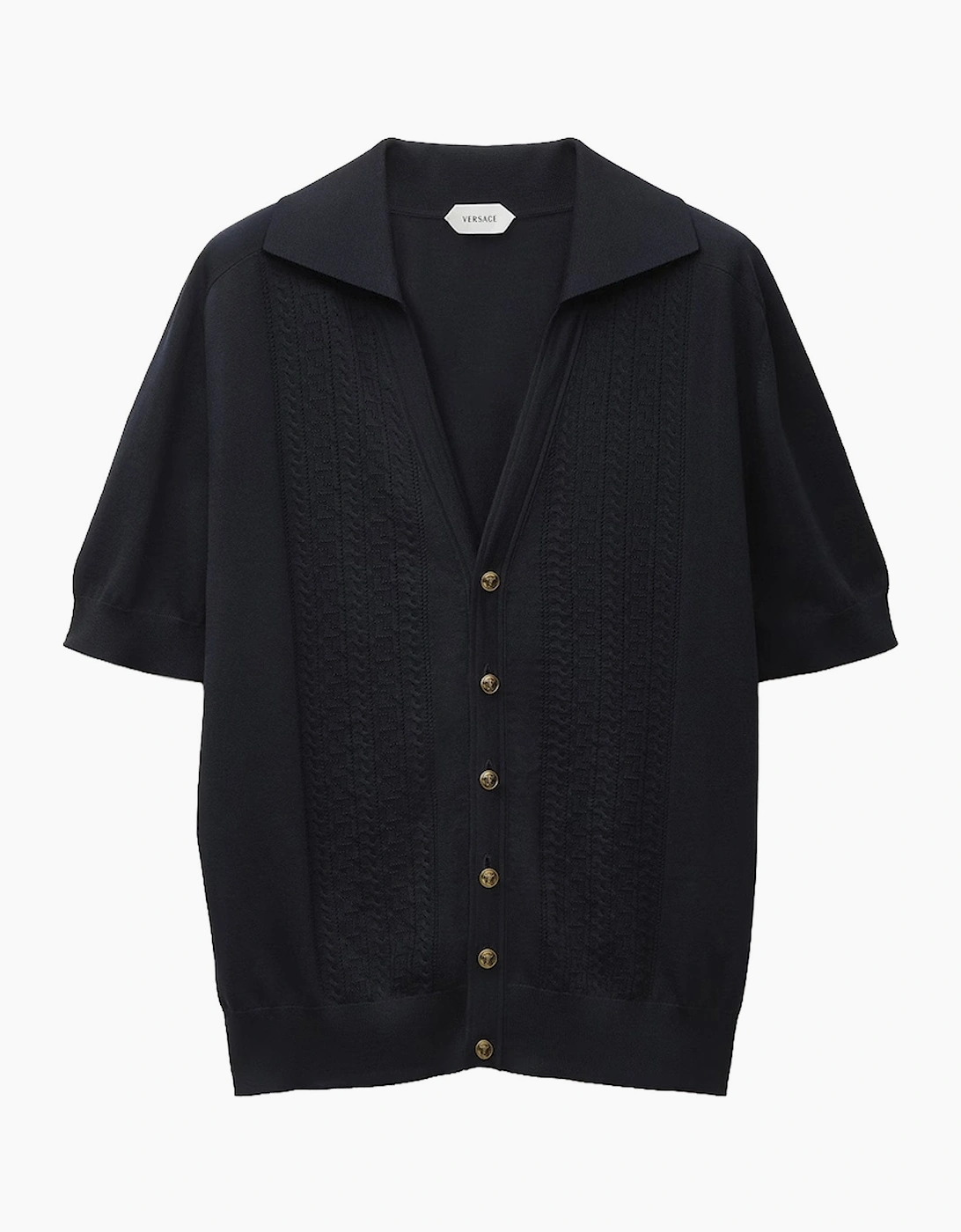 Knit Sweater Greca Lace Stitch Navy