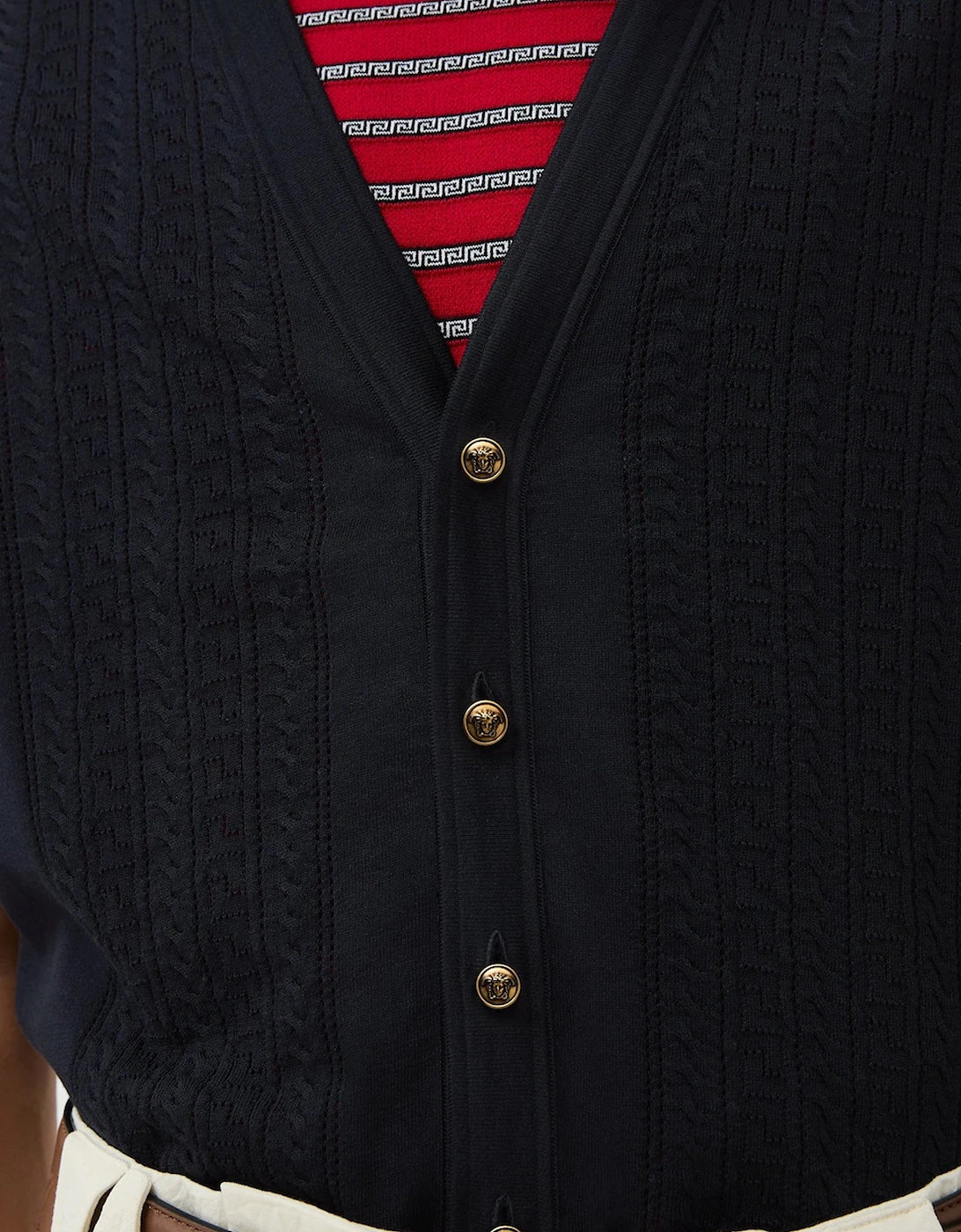 Knit Sweater Greca Lace Stitch Navy