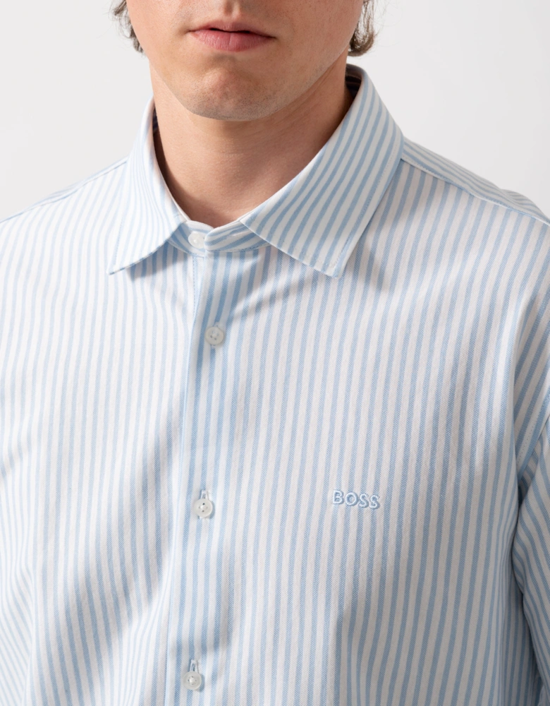 BOSS Orange Mysoft Mens Slim-Fit Shirt in Melange Cotton Jersey - Open Blue 461