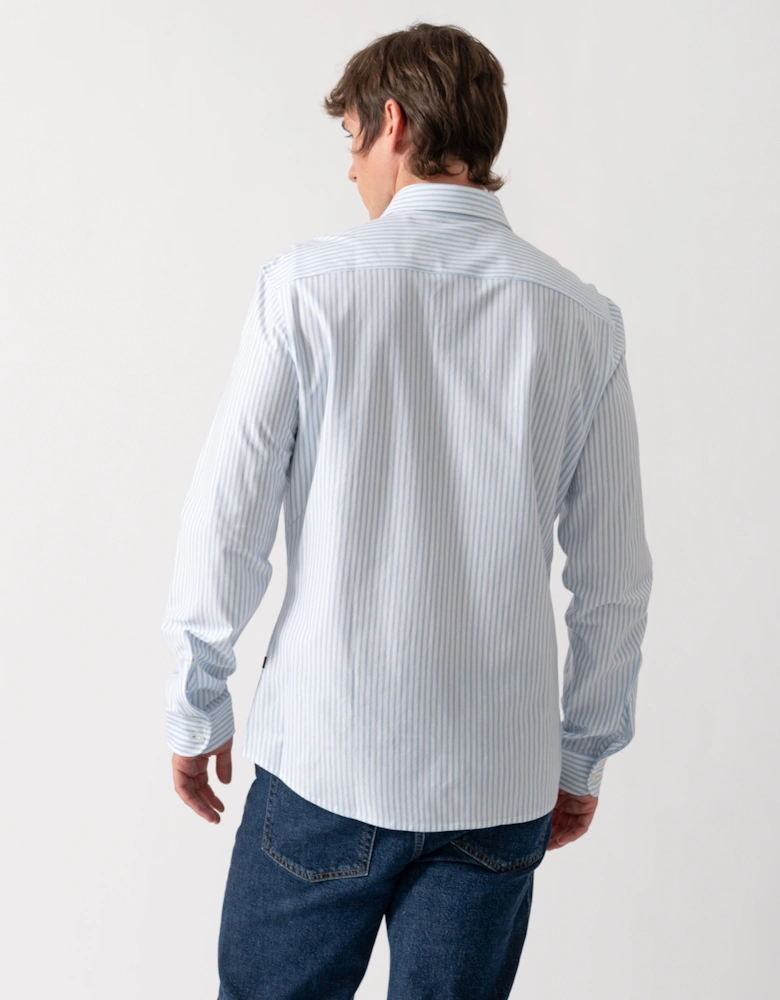 BOSS Orange Mysoft Mens Slim-Fit Shirt in Melange Cotton Jersey - Open Blue 461