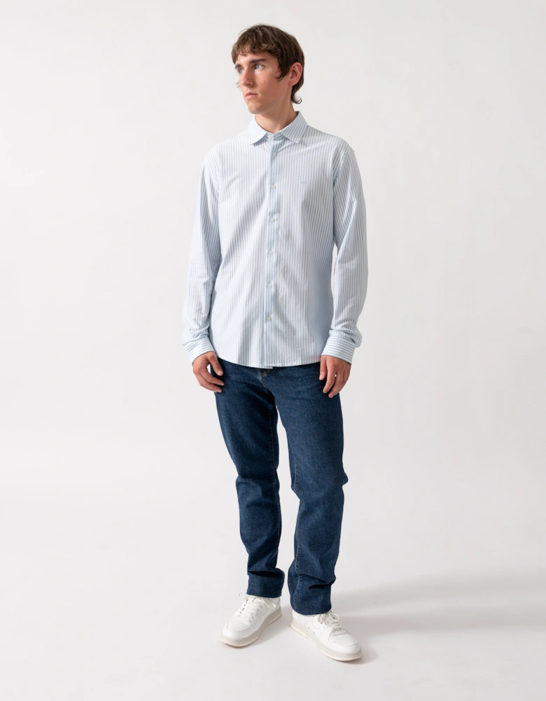 BOSS Orange Mysoft Mens Slim-Fit Shirt in Melange Cotton Jersey - Open Blue 461