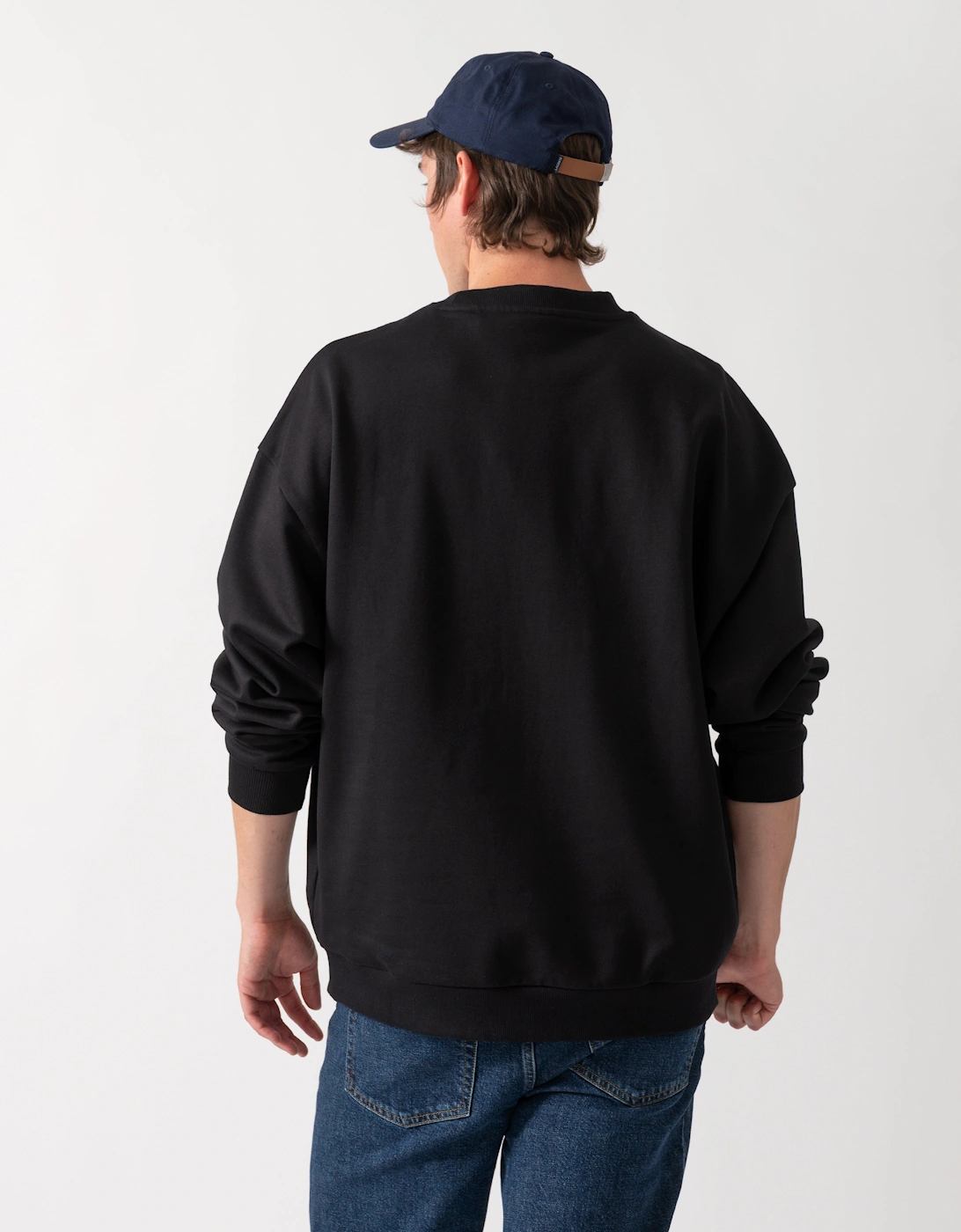 HUGO Dinex Mens Oversized-Fit Sweatshirt in Cotton Terry with Tonal Logo - Black 001