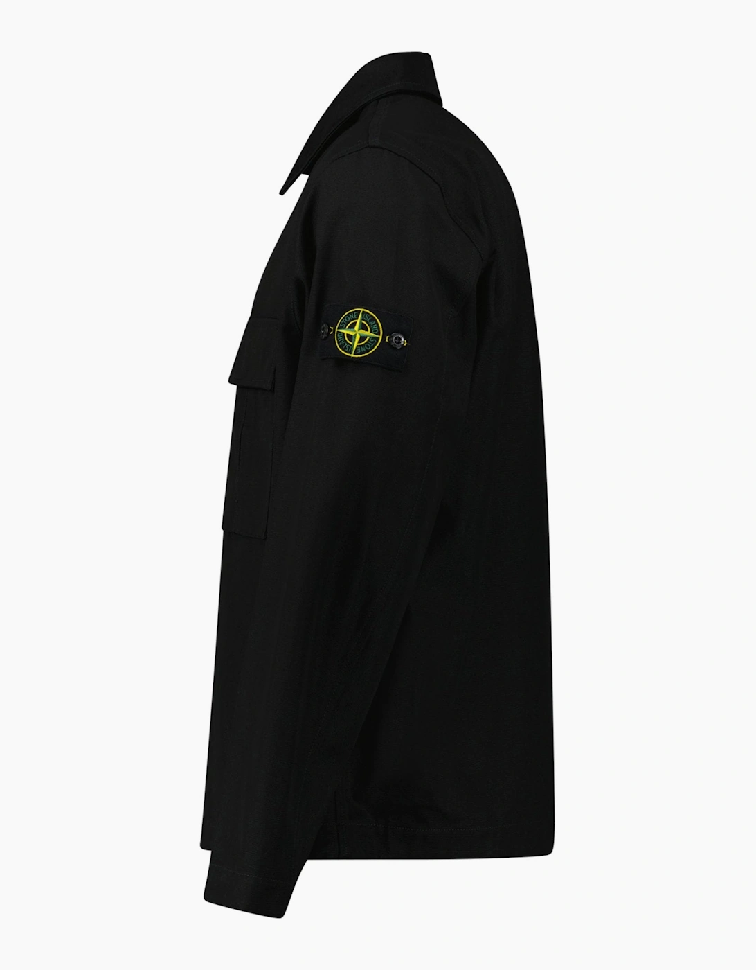 Stone Island Zip Panama Cotton Overshirt in Black