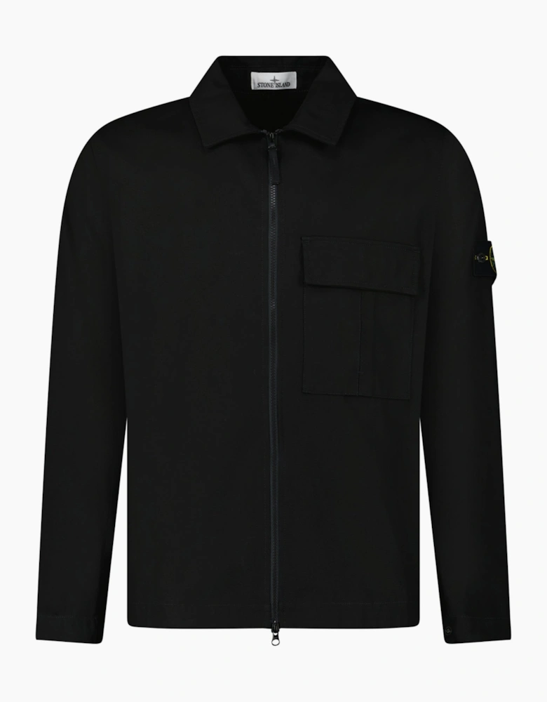 Stone Island Zip Panama Cotton Overshirt in Black