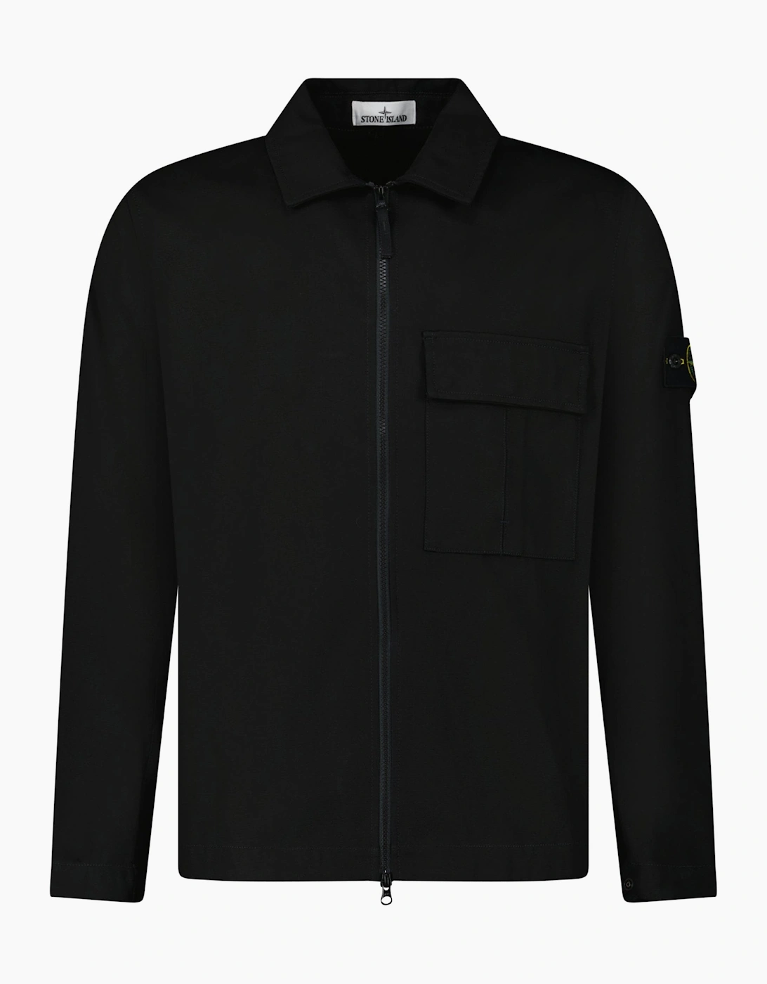Stone Island Zip Panama Cotton Overshirt in Black