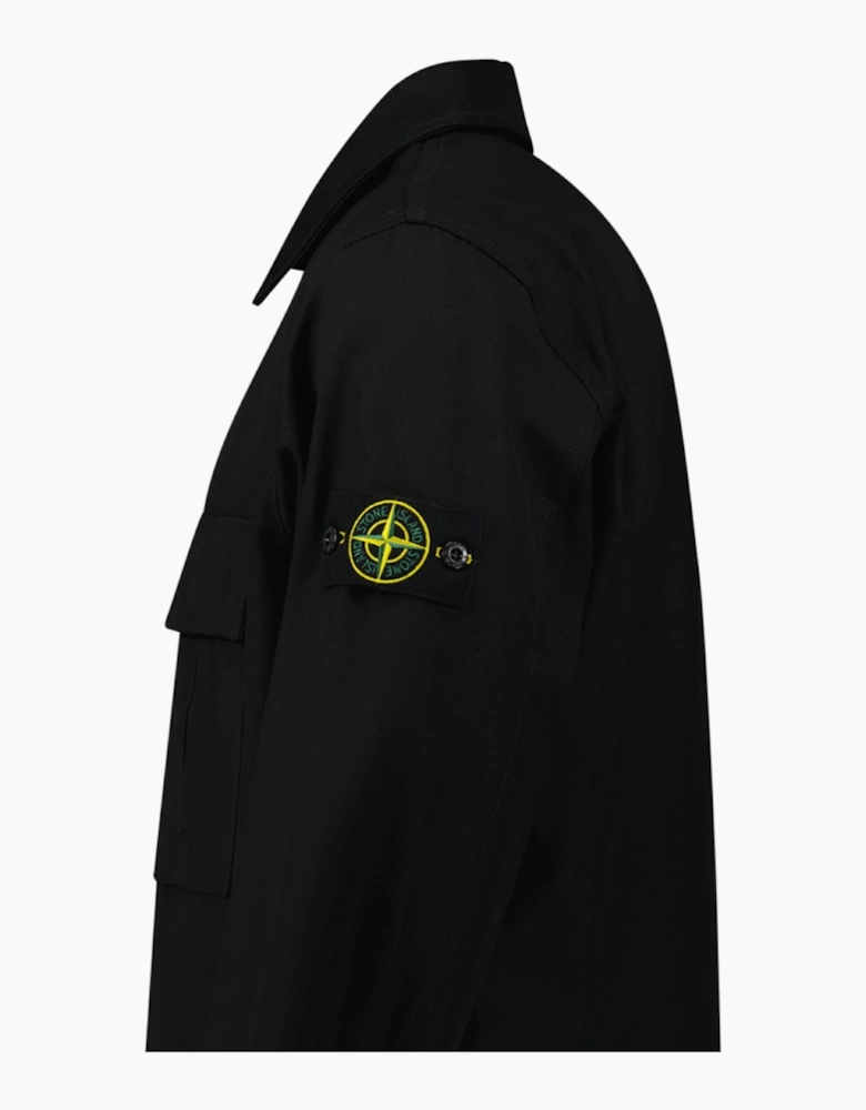 Stone Island Zip Panama Cotton Overshirt in Black