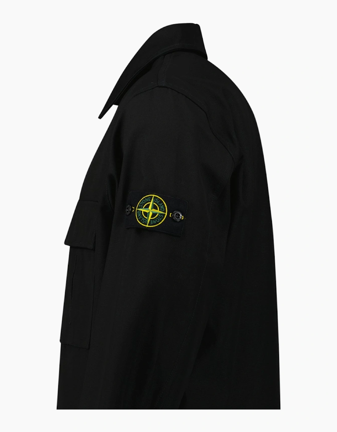 Stone Island Zip Panama Cotton Overshirt in Black