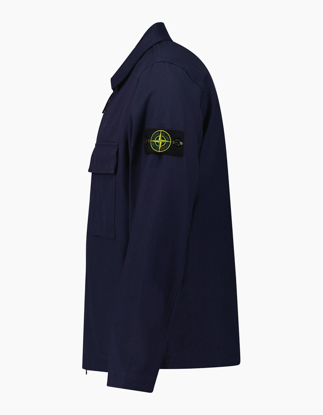 Stone Island Zip Panama Cotton Overshirt in Navy
