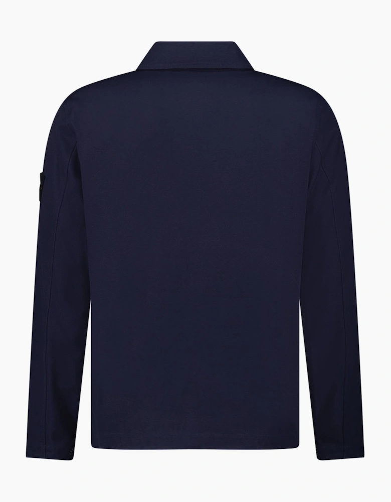 Stone Island Zip Panama Cotton Overshirt in Navy
