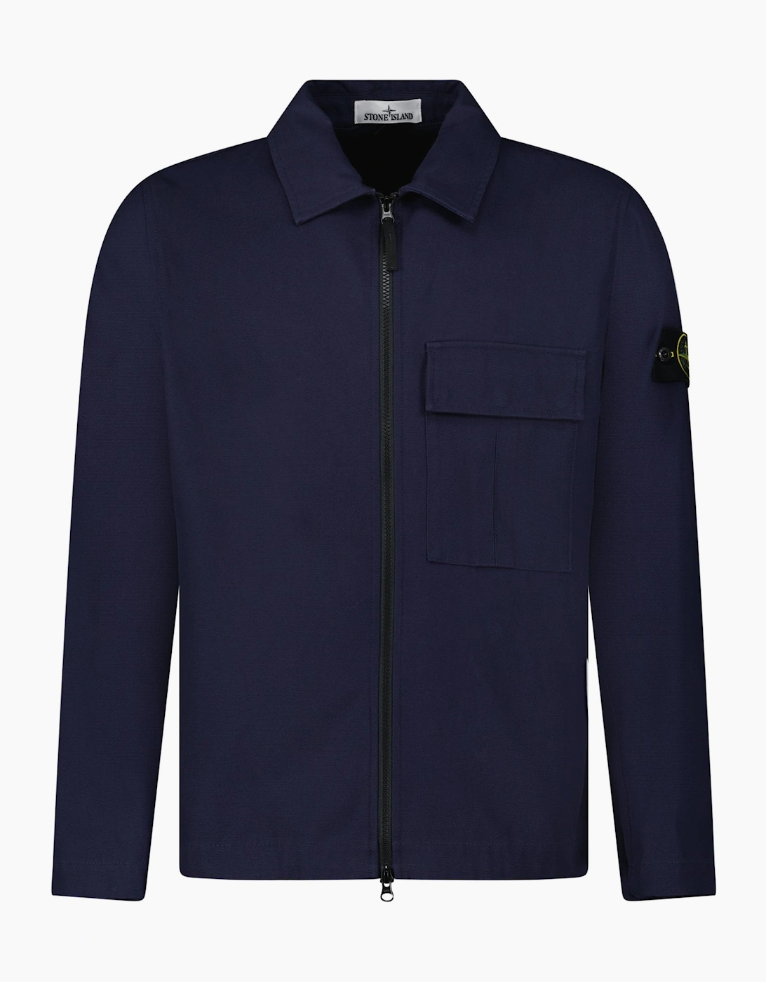 Stone Island Zip Panama Cotton Overshirt in Navy