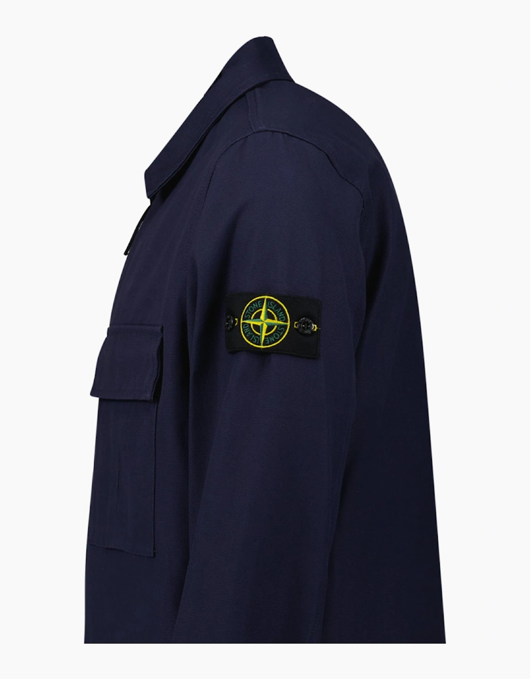 Stone Island Zip Panama Cotton Overshirt in Navy