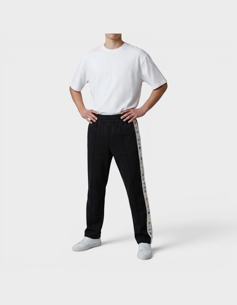 Casa Elements Embroidered Satin Tape Sweatpant Black