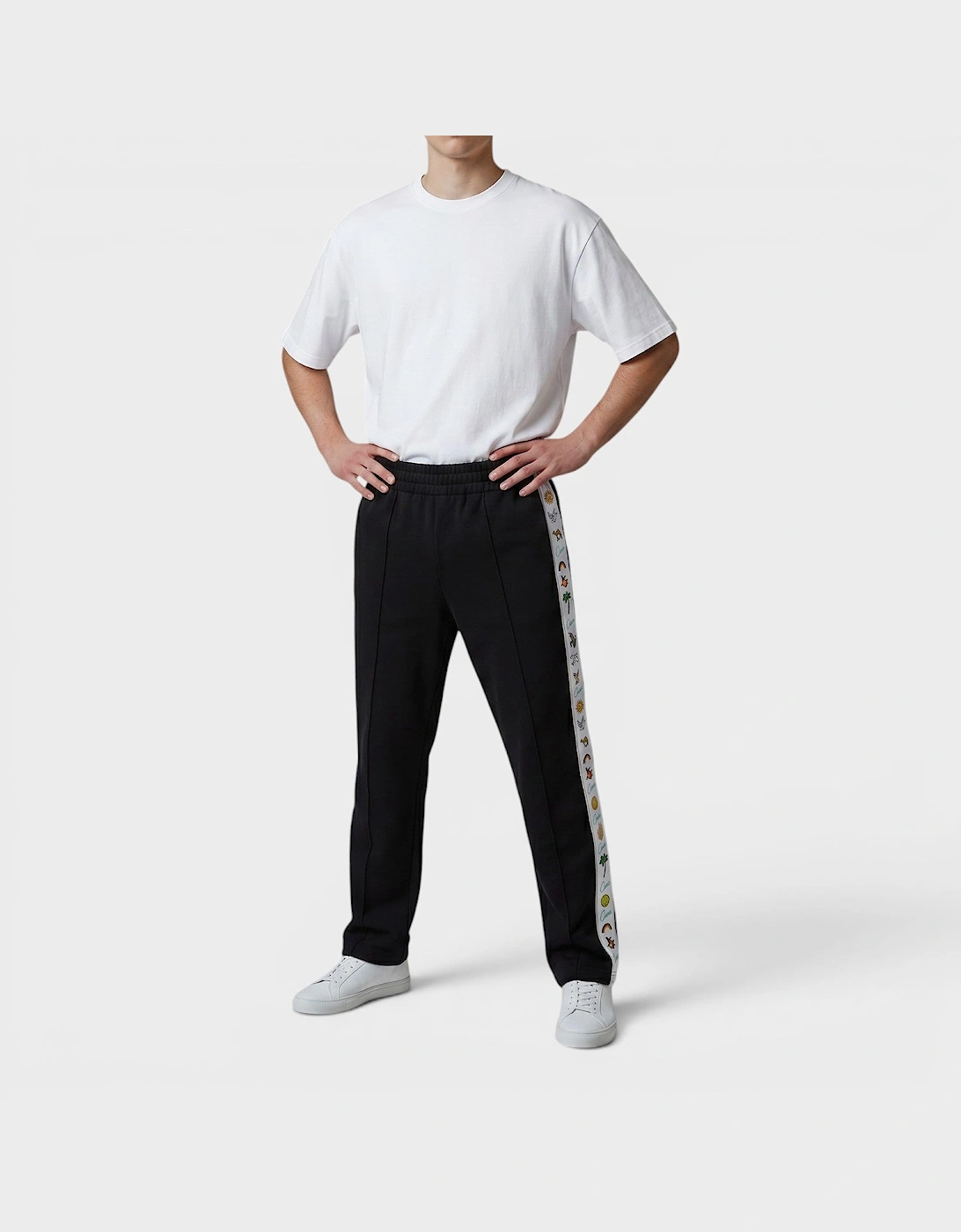 Casa Elements Embroidered Satin Tape Sweatpant Black