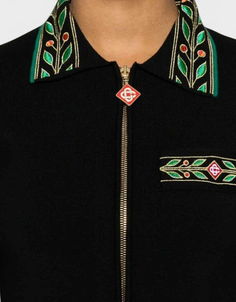 Embroidered Laurel Jacket Black