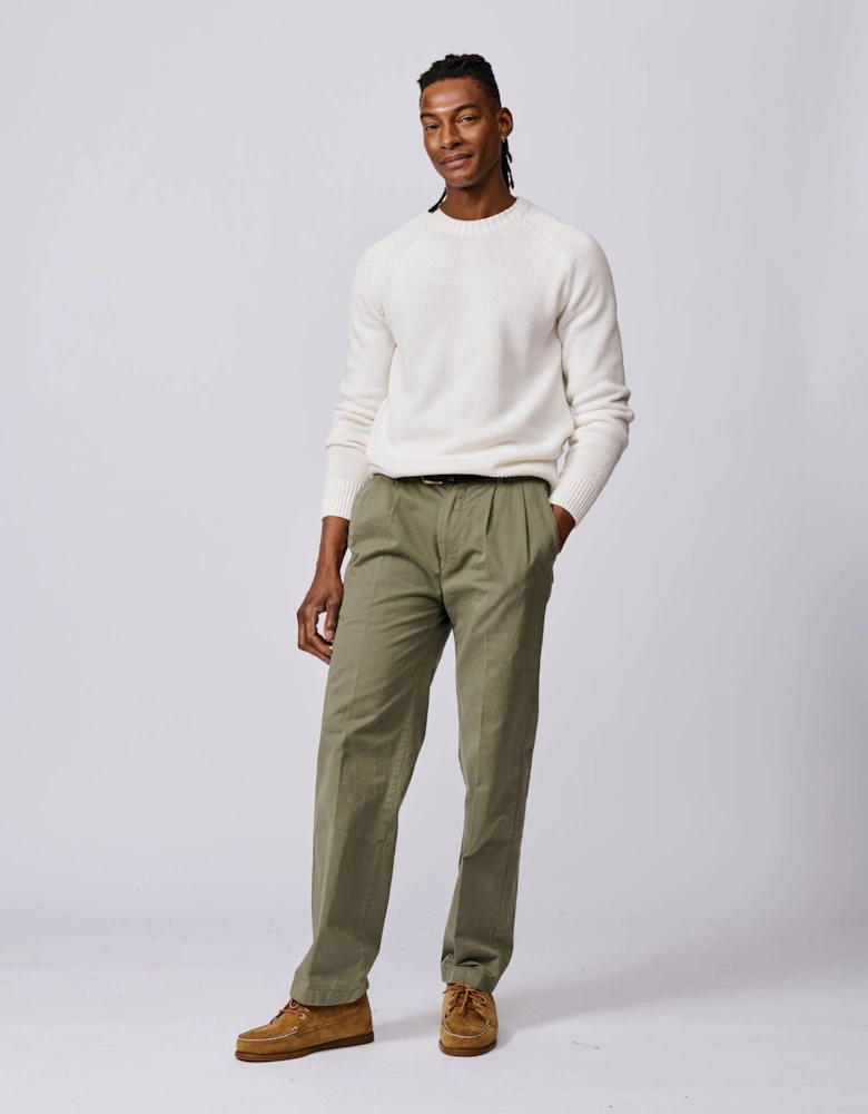 Lacey Cotton Linen Blend Crew Neck