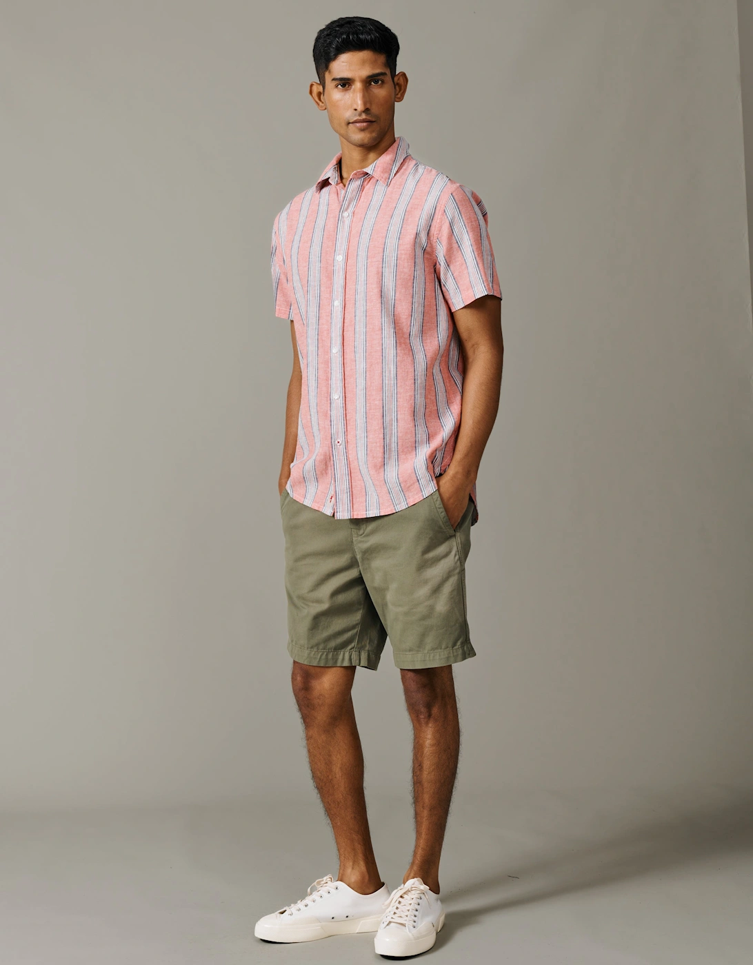 Austin Linen Blend Short Sleeved Shirt