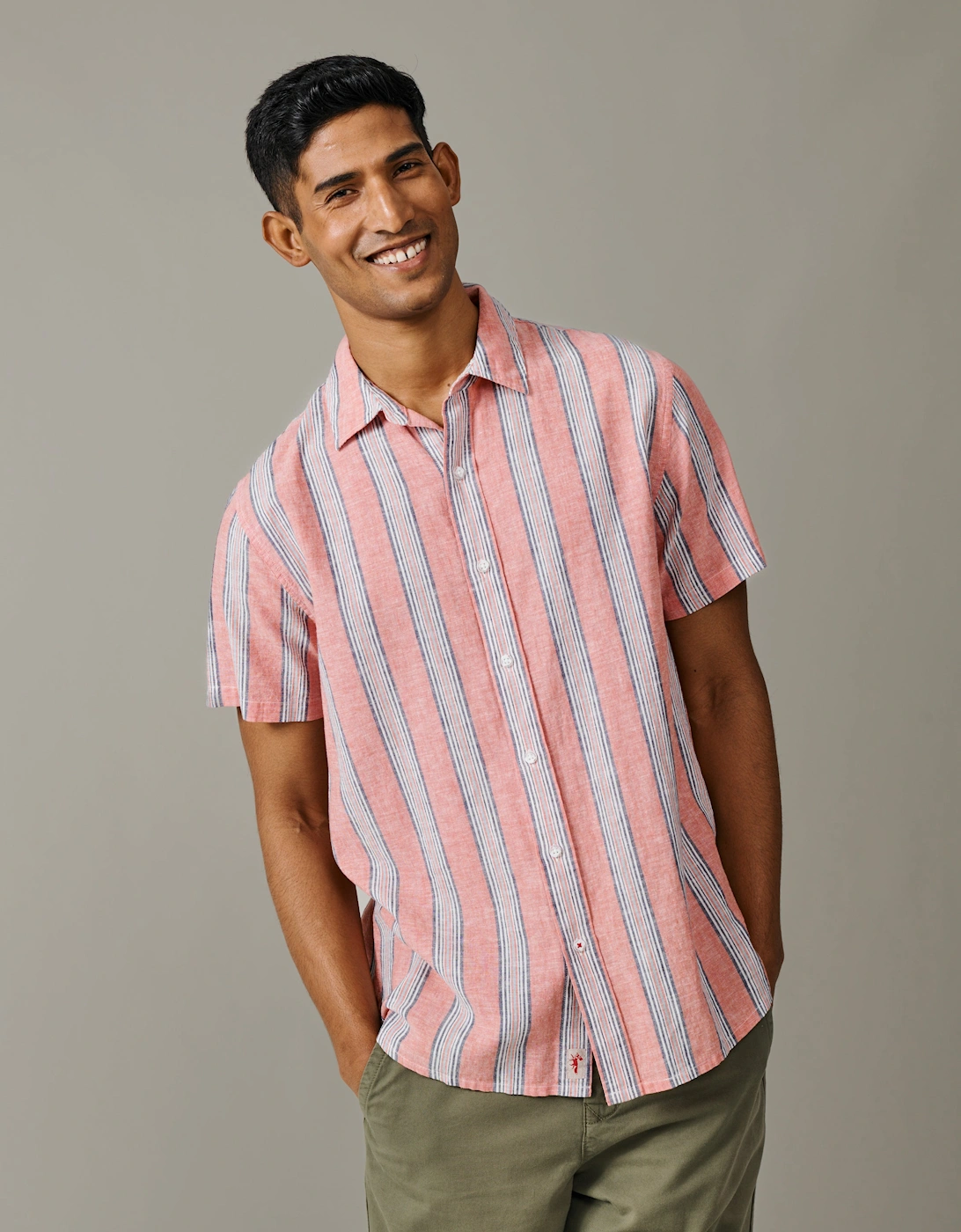 Austin Linen Blend Short Sleeved Shirt