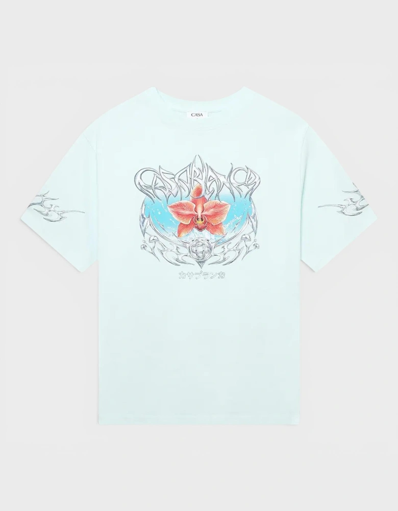 Blades Printed Oversized T-Shirt Pale Blue
