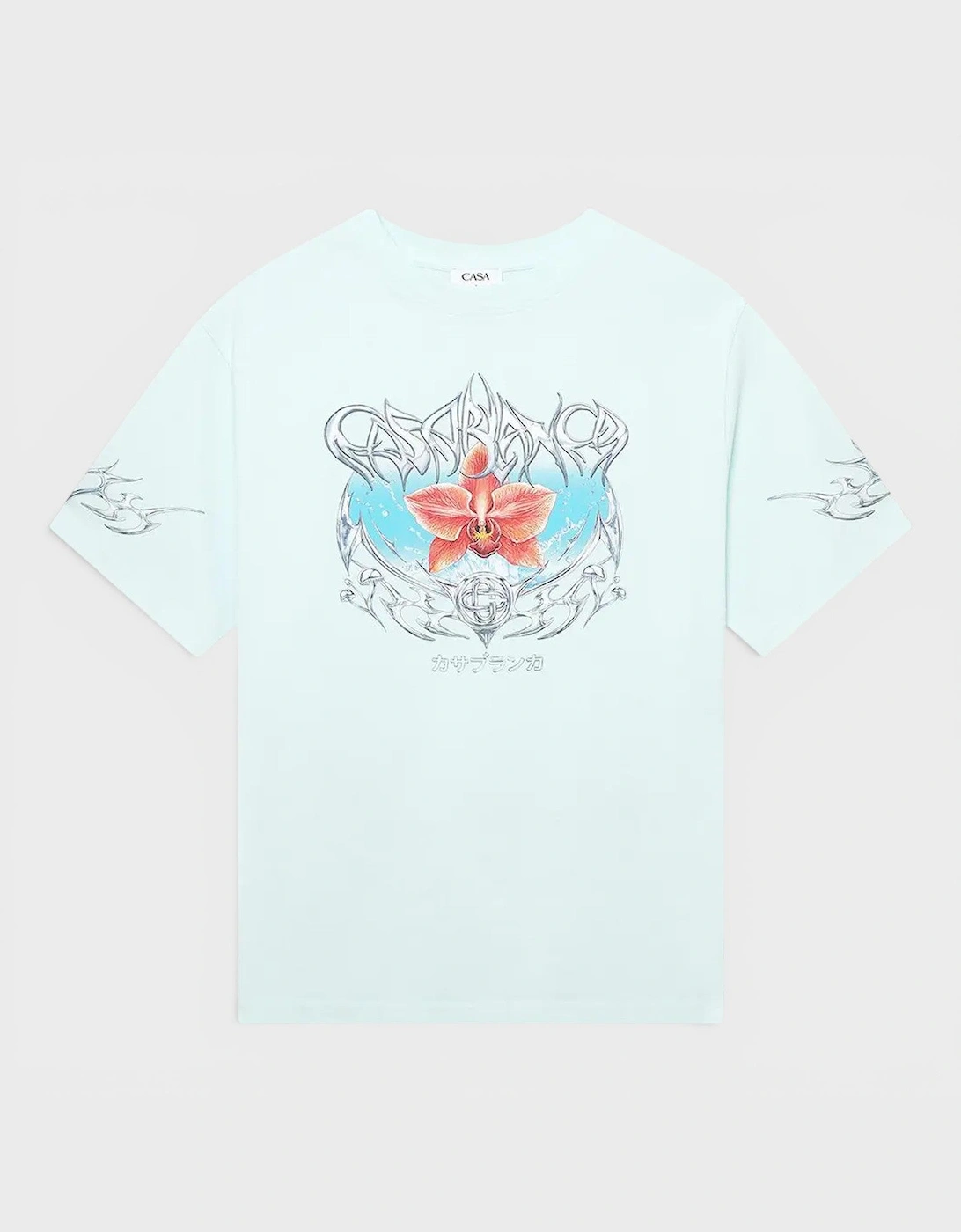 Blades Printed Oversized T-Shirt Pale Blue