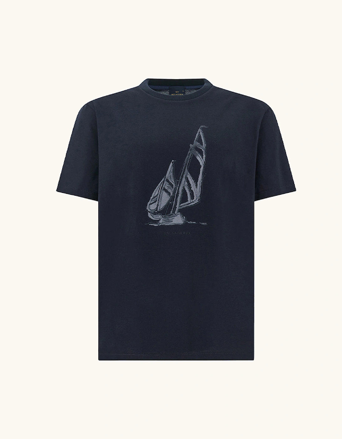Paul & Shark Men's Blue Structured Cotton Jersey T-Shirt With Graphic Print - Size 40
