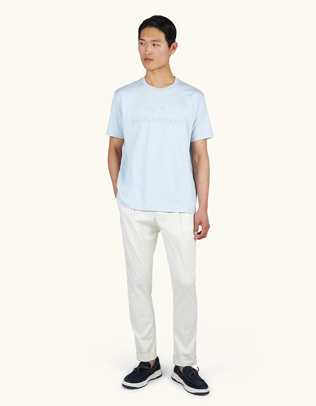 Paul & Shark Men's Blue Lightweight Cotton Jersey Printed T-Shirt - Size 44