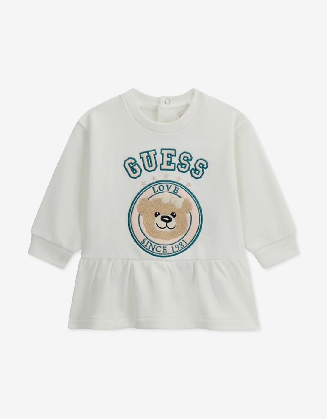 Guess Baby Girls Bear Dress with Knickers in Ivory