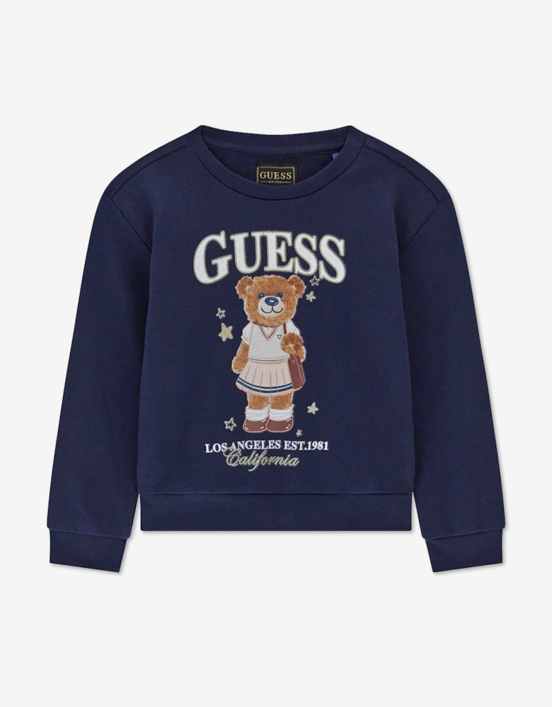 Guess Girls Bear Logo Sweatshirt in Navy