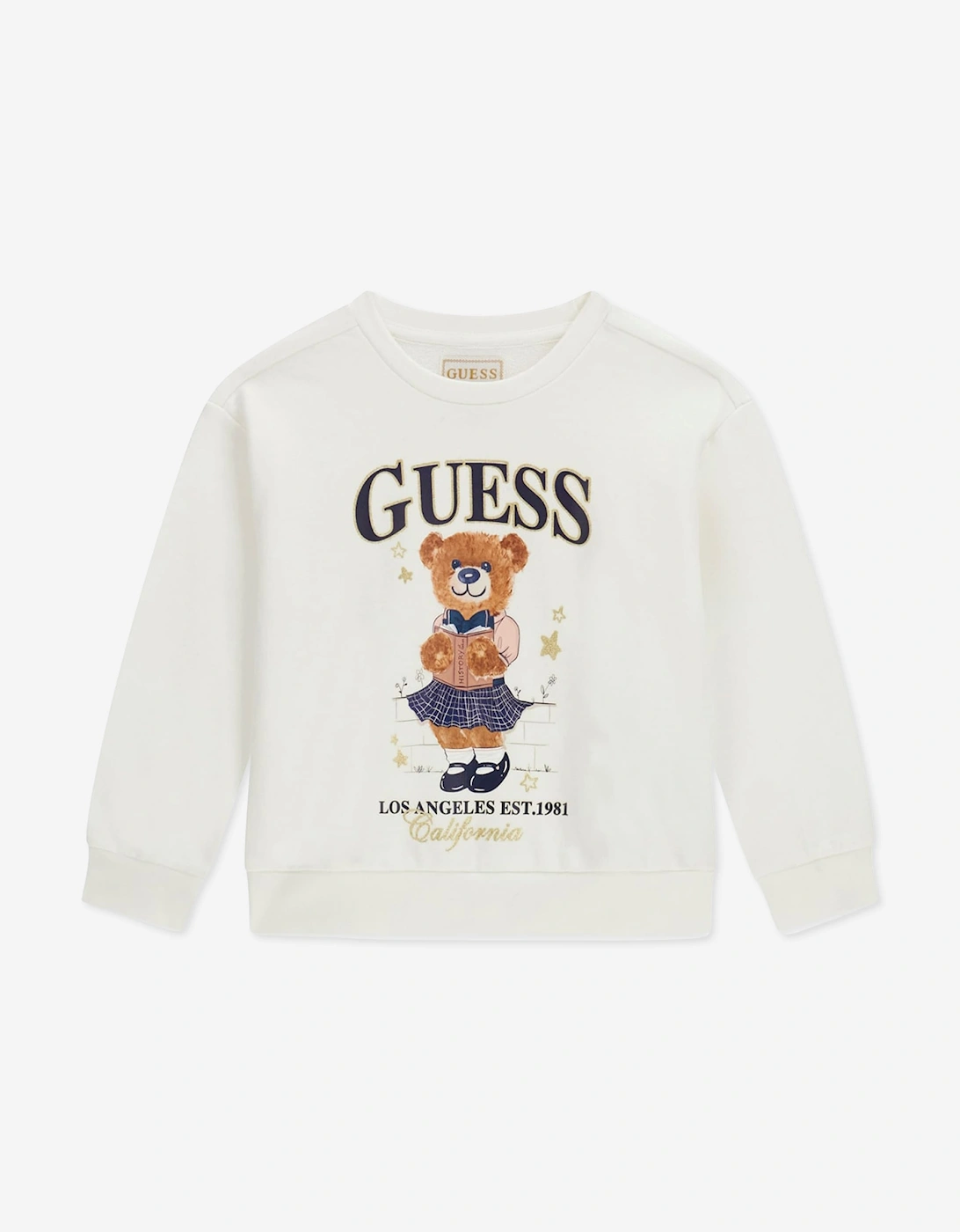 Guess Girls Bear Logo Sweatshirt in Ivory