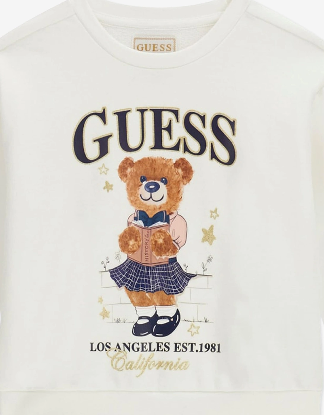 Guess Girls Bear Logo Sweatshirt in Ivory