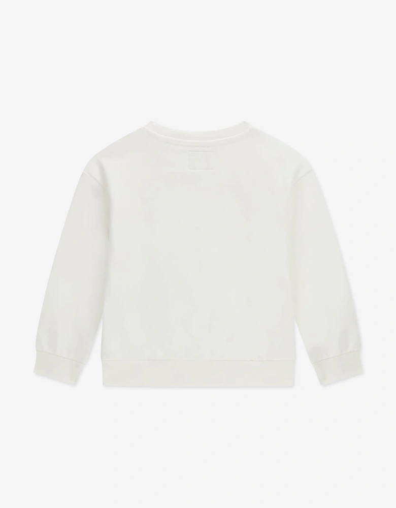 Guess Girls Bear Logo Sweatshirt in Ivory