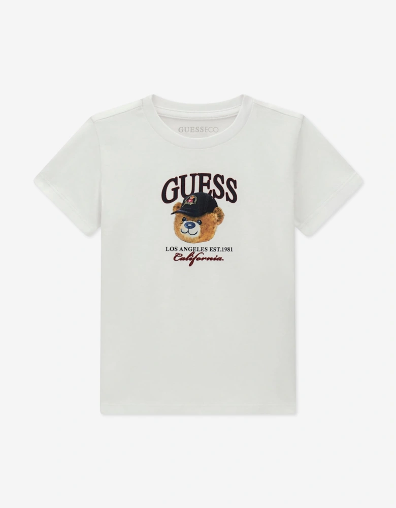 Guess Boys Bear Logo T-Shirt in White