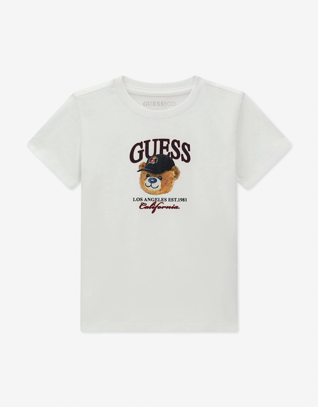 Guess Boys Bear Logo T-Shirt in White, 5 of 4