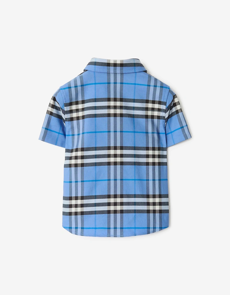 Burberry Baby Boys Mini Owen Check Oxford Shirt in Blue