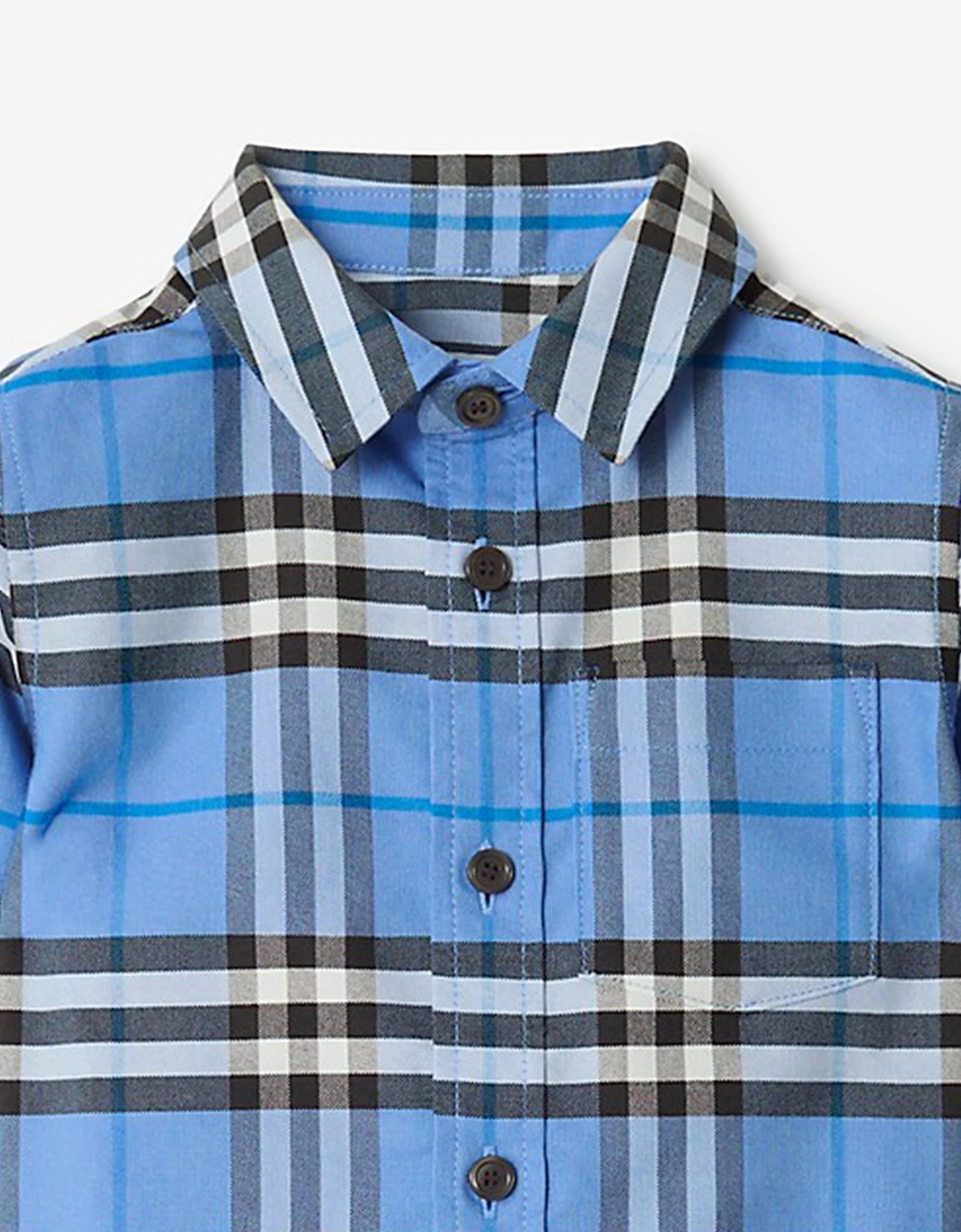 Burberry Baby Boys Mini Owen Check Oxford Shirt in Blue