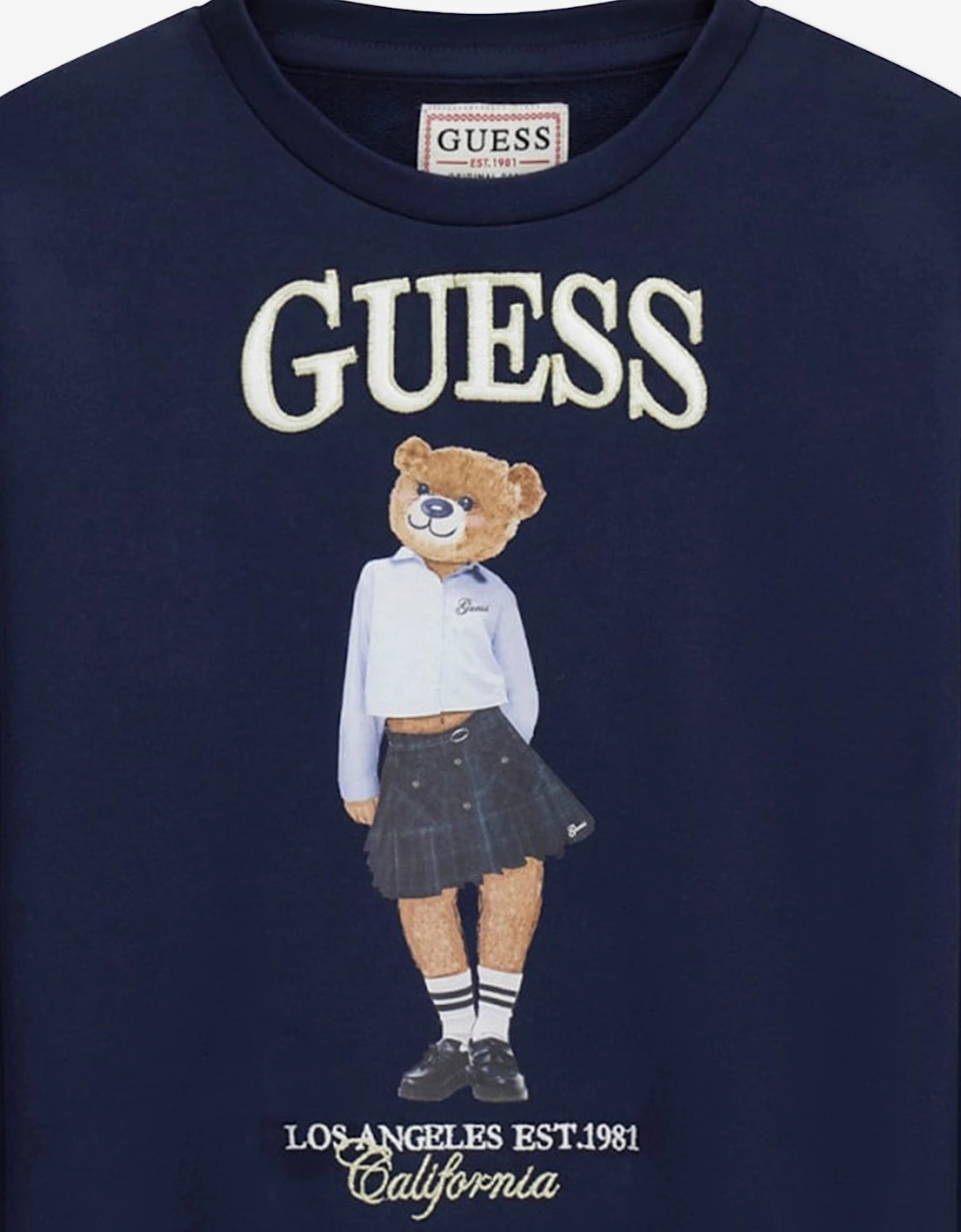 Guess Girls Bear Logo Oversized Sweatshirt in Navy