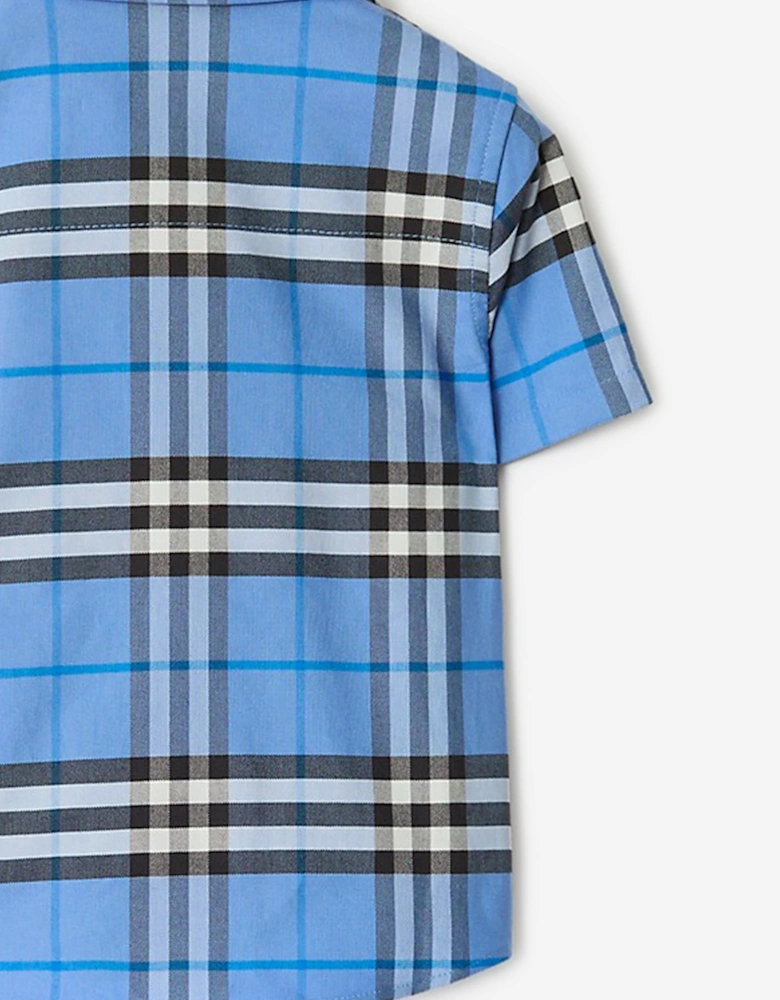 Burberry Baby Boys Mini Owen Check Oxford Shirt in Blue