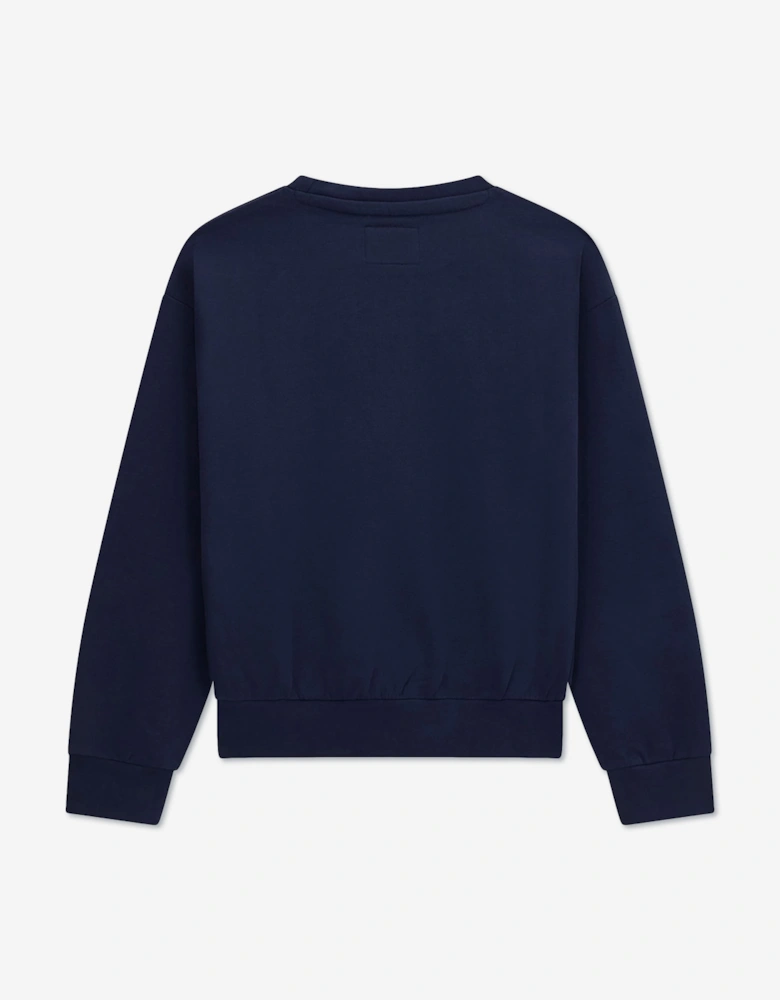Guess Girls Bear Logo Oversized Sweatshirt in Navy