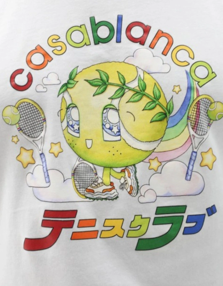 Tennis Mascot Contrast Ringer Tee White