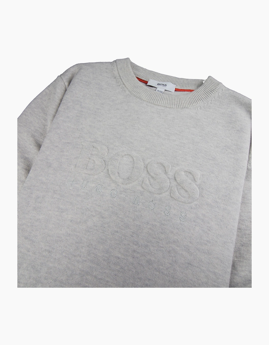 Hugo Boss Kids Knitted Boss Bold Logo Sweatshirt Light Grey
