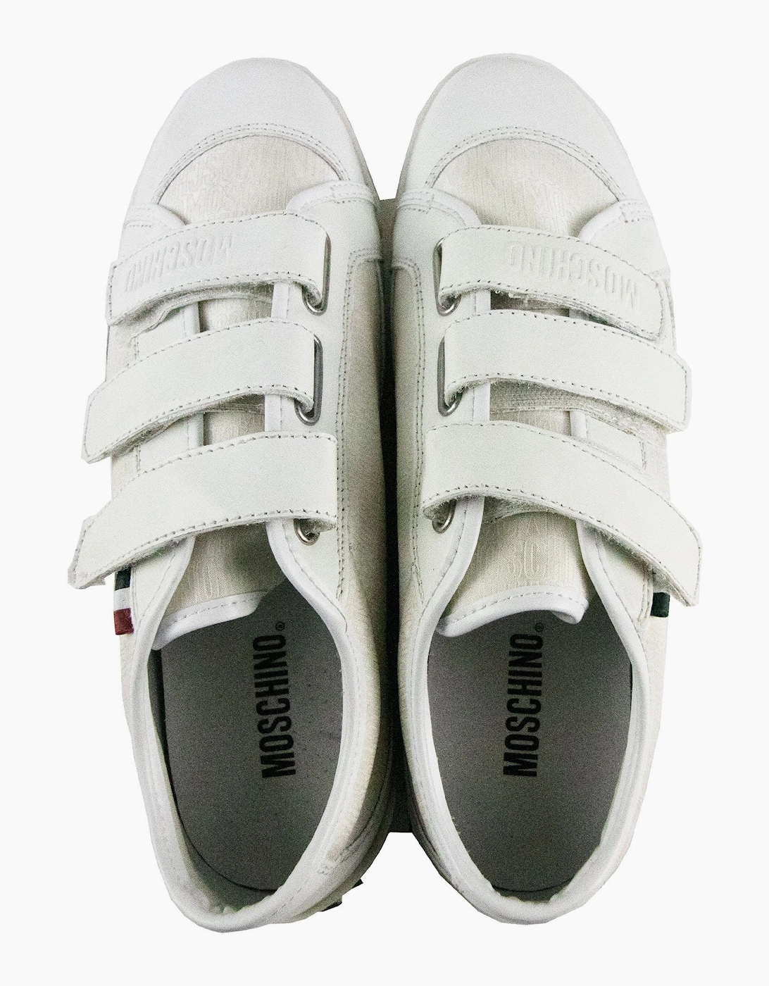 Moschino Ace Leather Trainers Bianco