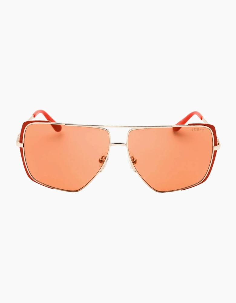 Guess Matte Orange Design Silver Sunglasses