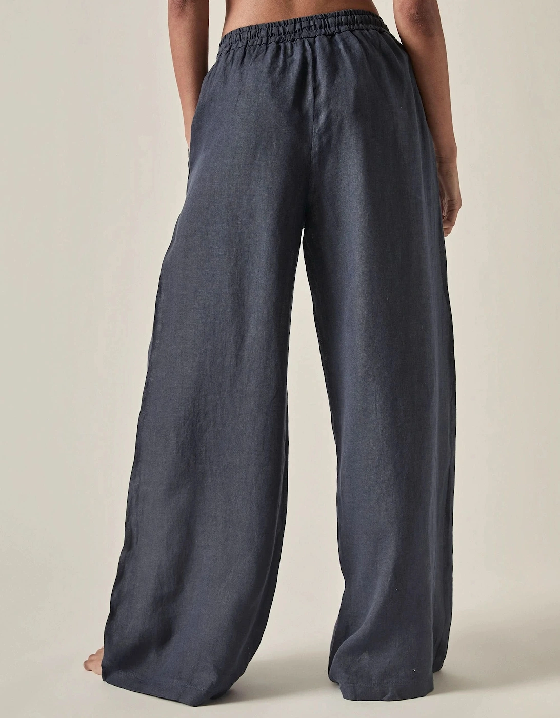 Navy Pure Linen Trousers