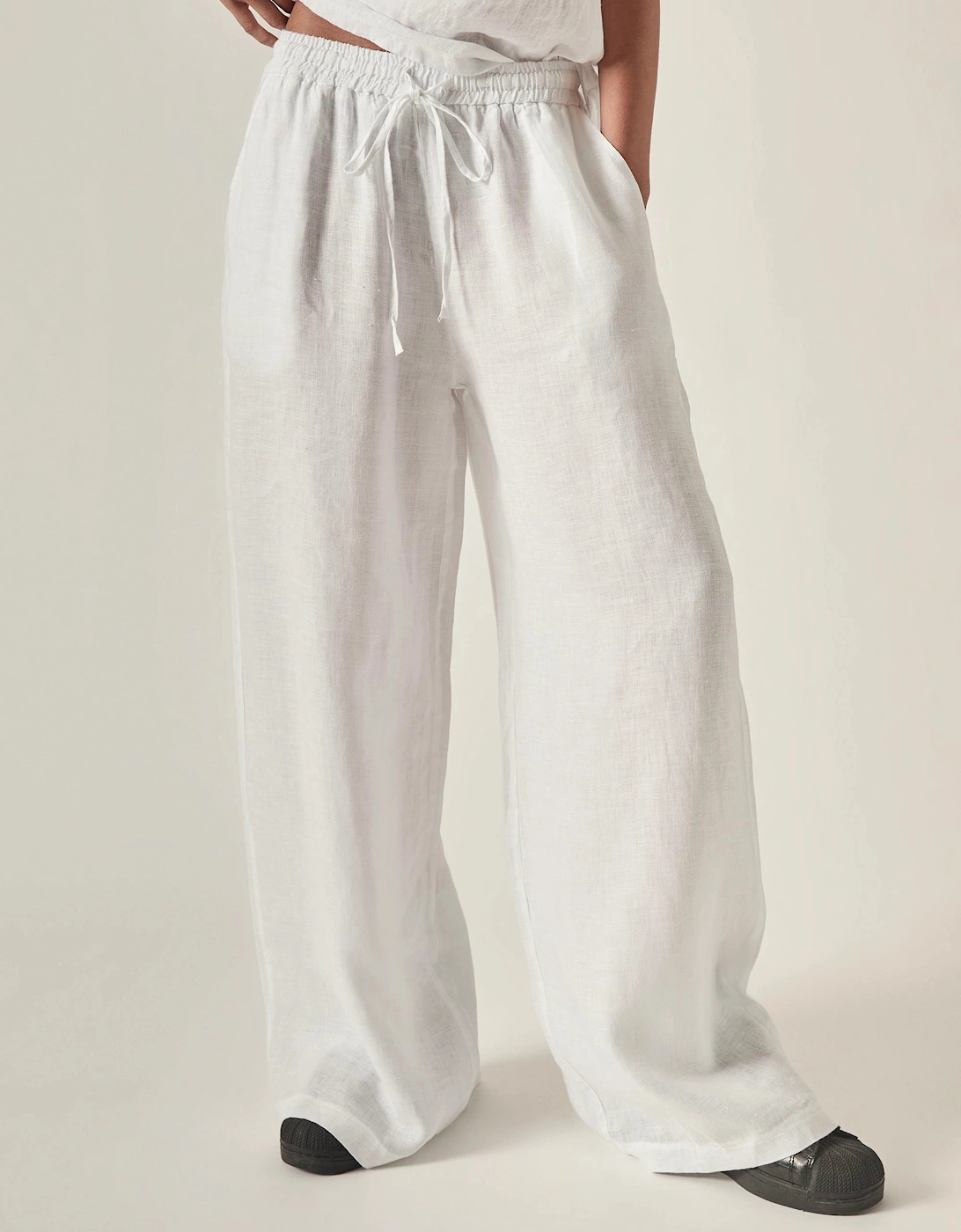 White Pure Linen Trousers