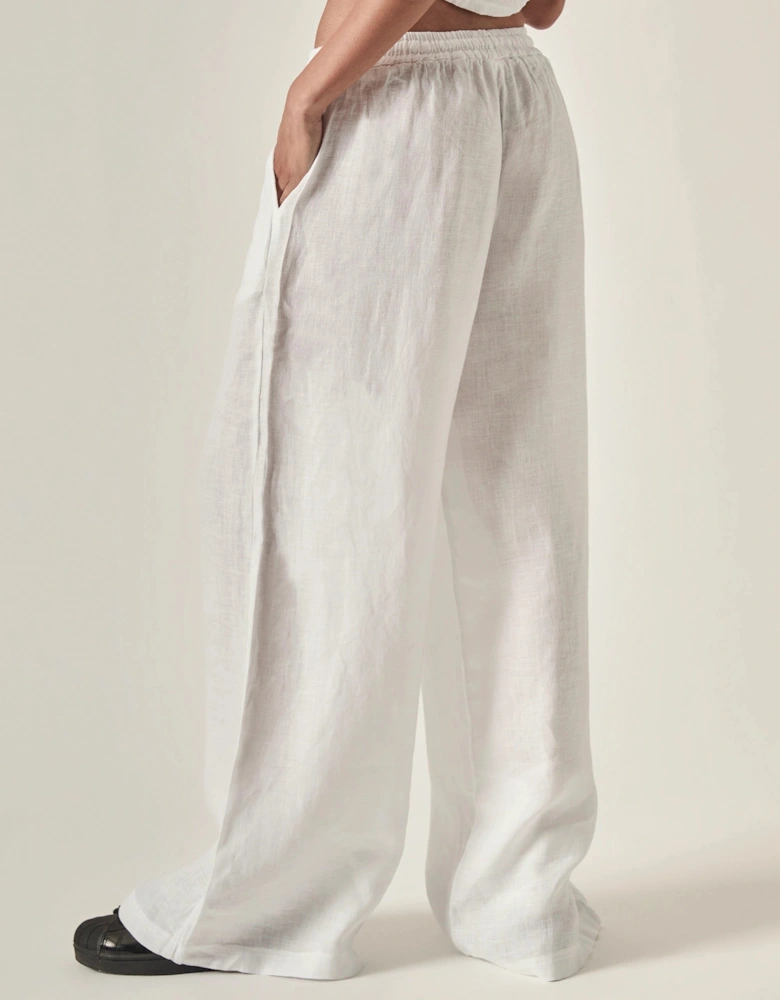 White Pure Linen Trousers
