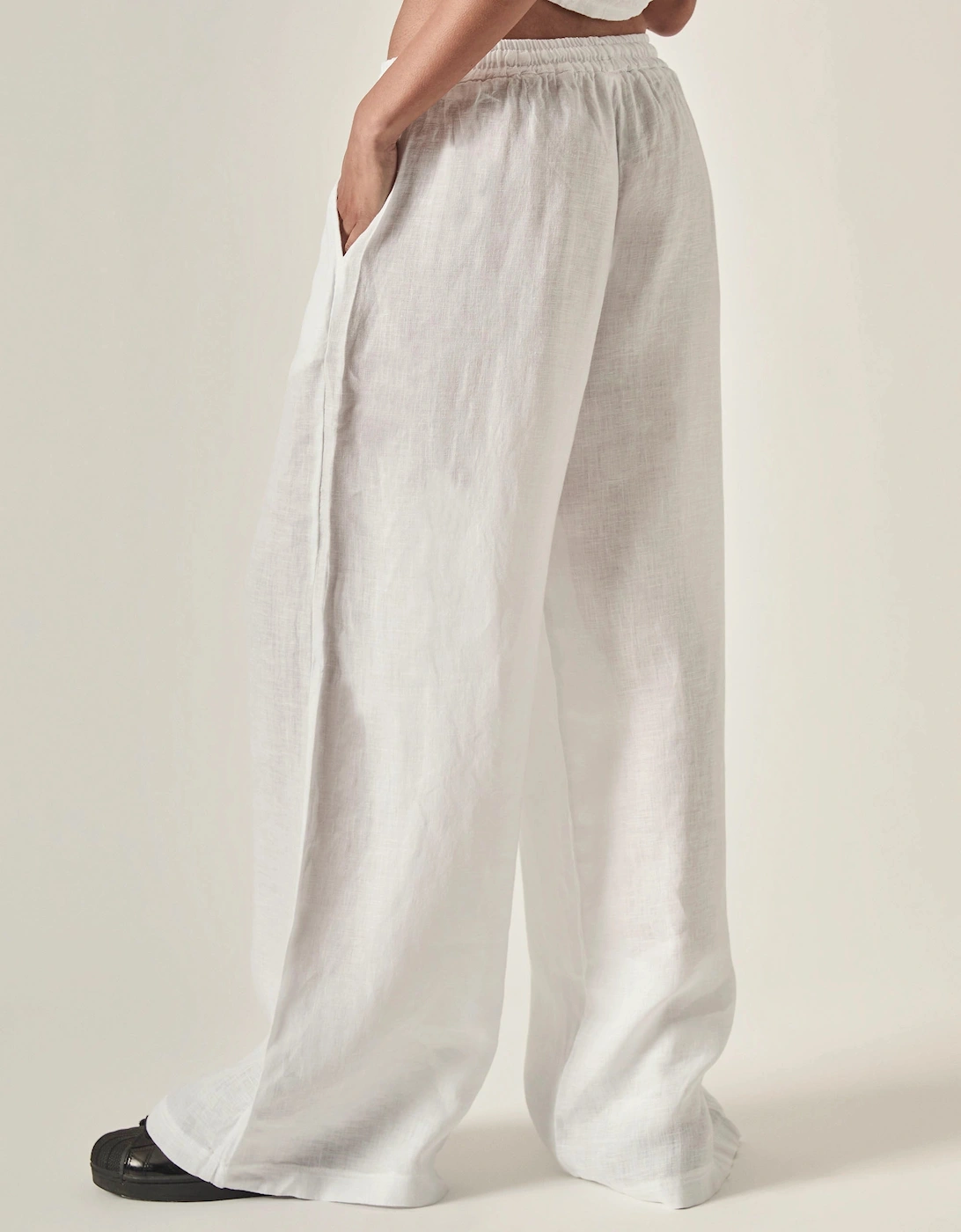 White Pure Linen Trousers