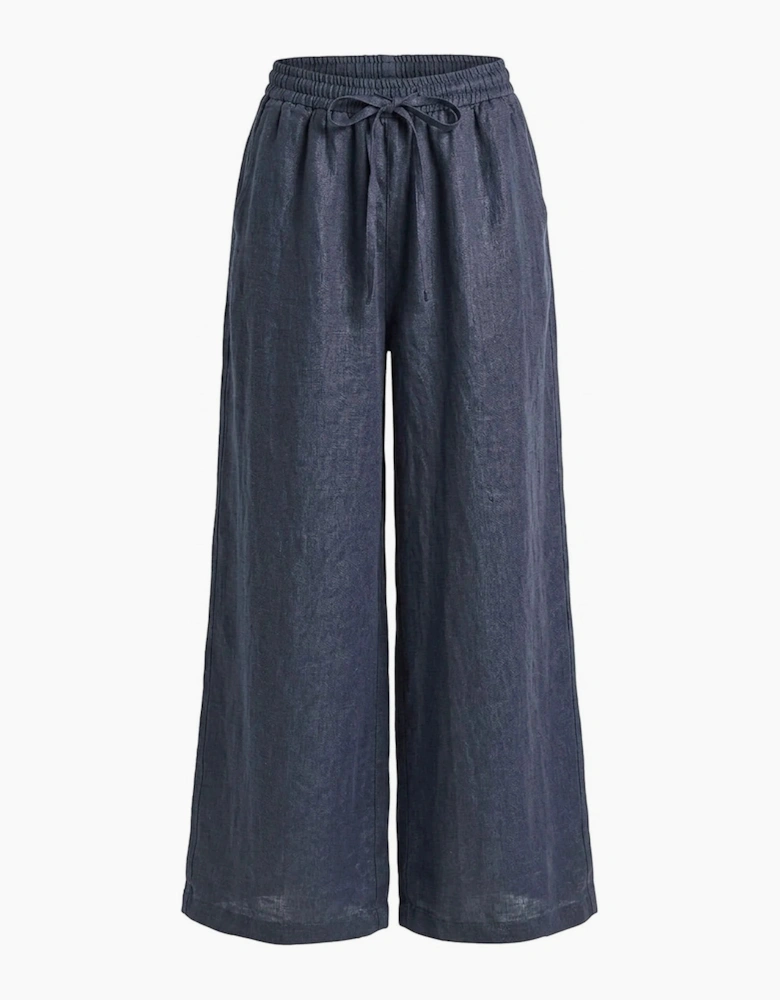 Navy Pure Linen Trousers