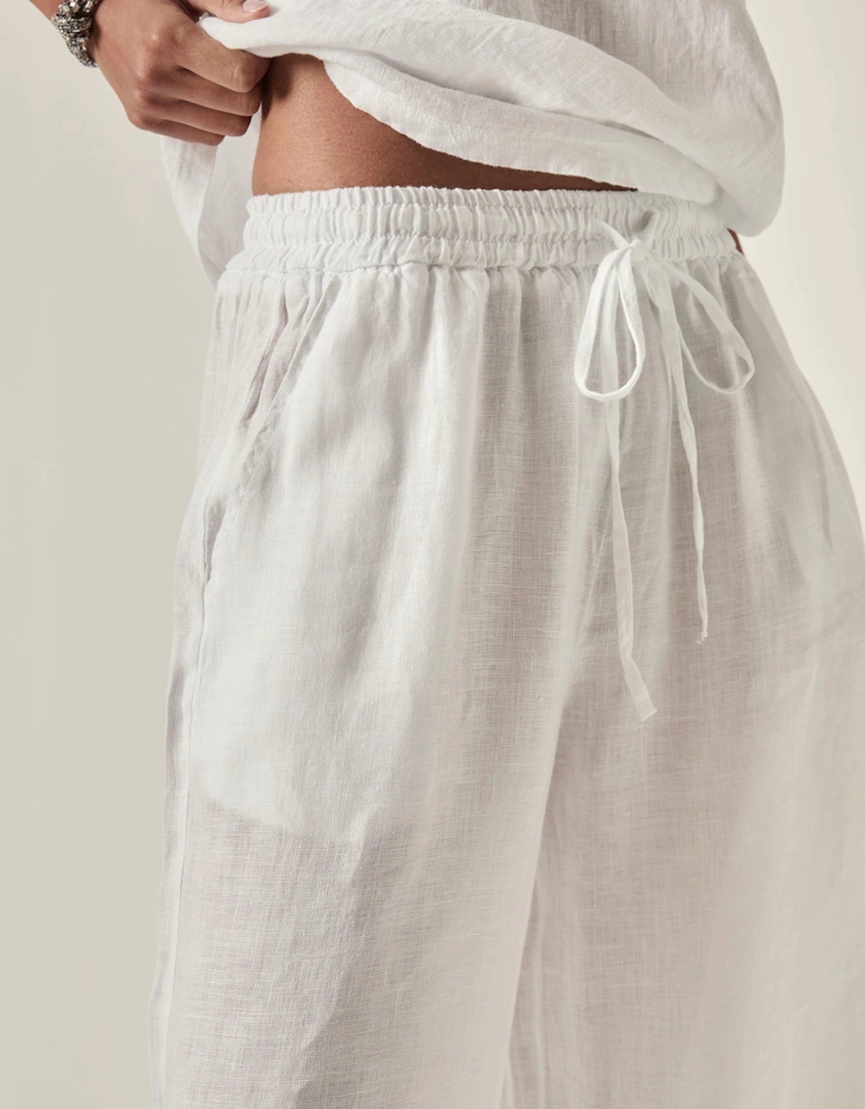 White Pure Linen Trousers
